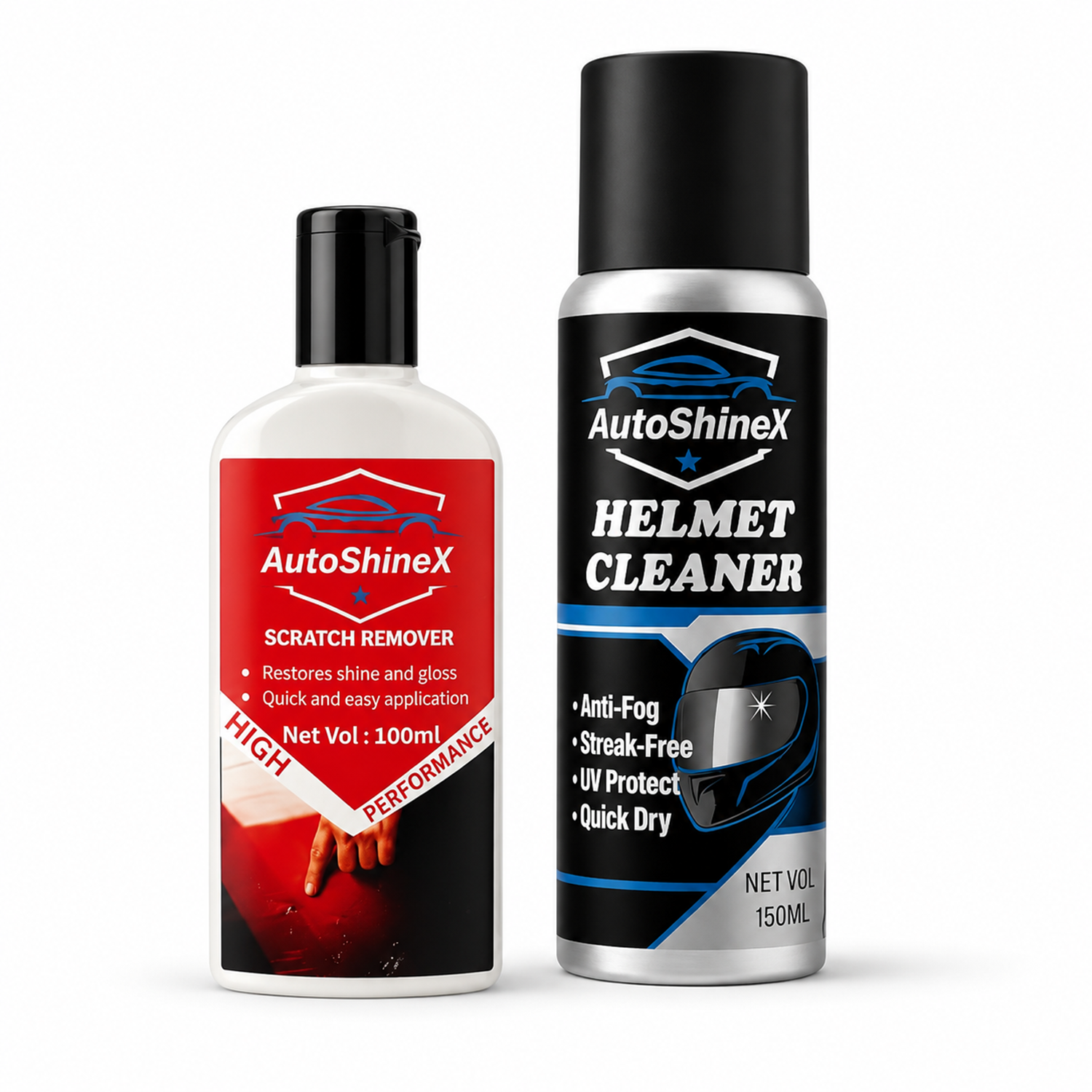 AutoShineX Scratch Remover + Helmet Cleaner Combo