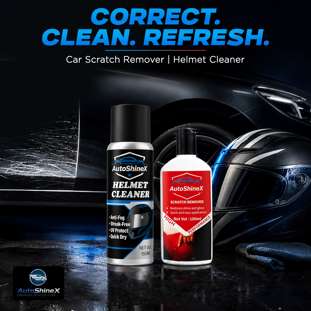 AutoShineX Scratch Remover + Helmet Cleaner Combo