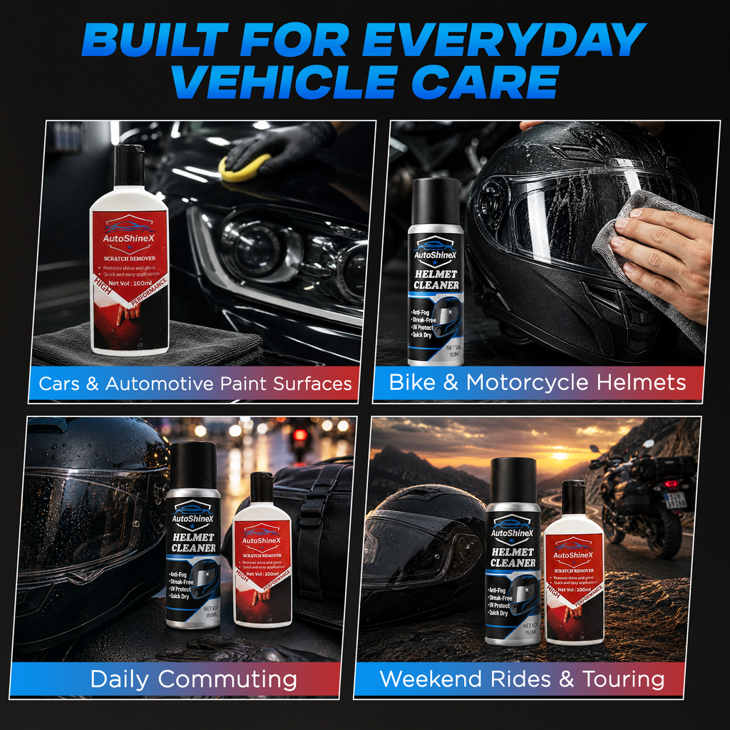 AutoShineX Scratch Remover + Helmet Cleaner Combo