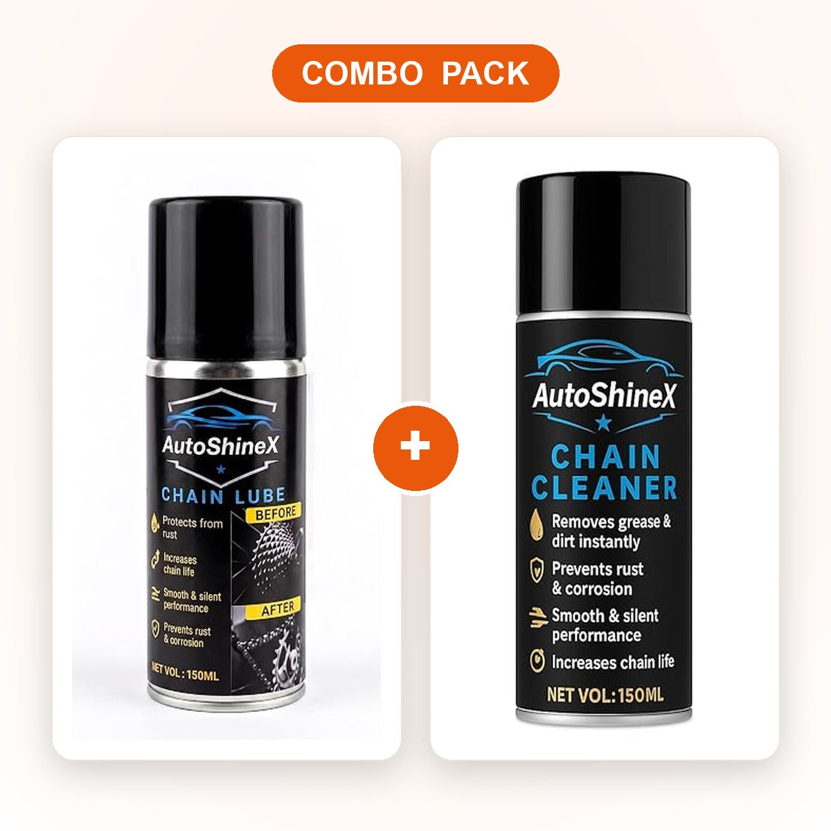 AutoShineX Chain Lube + Chain Cleaner Combo