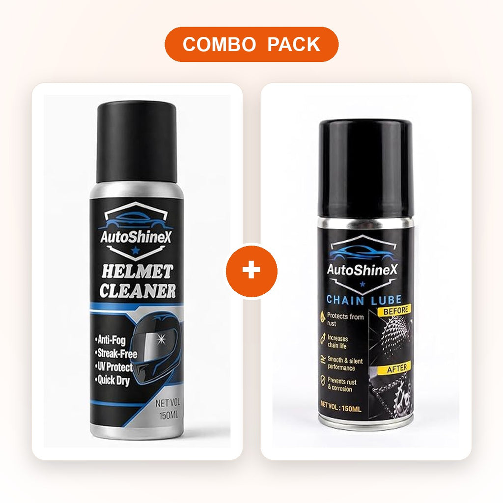 AutoShineX Helmet Cleaner + Chain Lube Combo