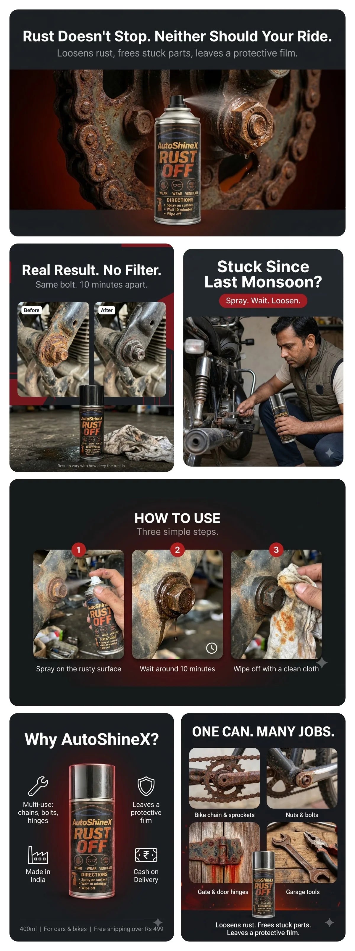 AutoShineX Rust Off (400ml) — what it does, where it works, and how to use it in three steps